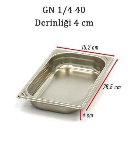 Üret Çelik 1/4 - 40 mm Gastronom Küvet (26.5 x 16.2 x 4 cm) 1 lt 