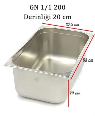 Net Çelik GN 1/1 - 20 cm Gastronom  Küvet (53 x 32.5cm) 28 lt 