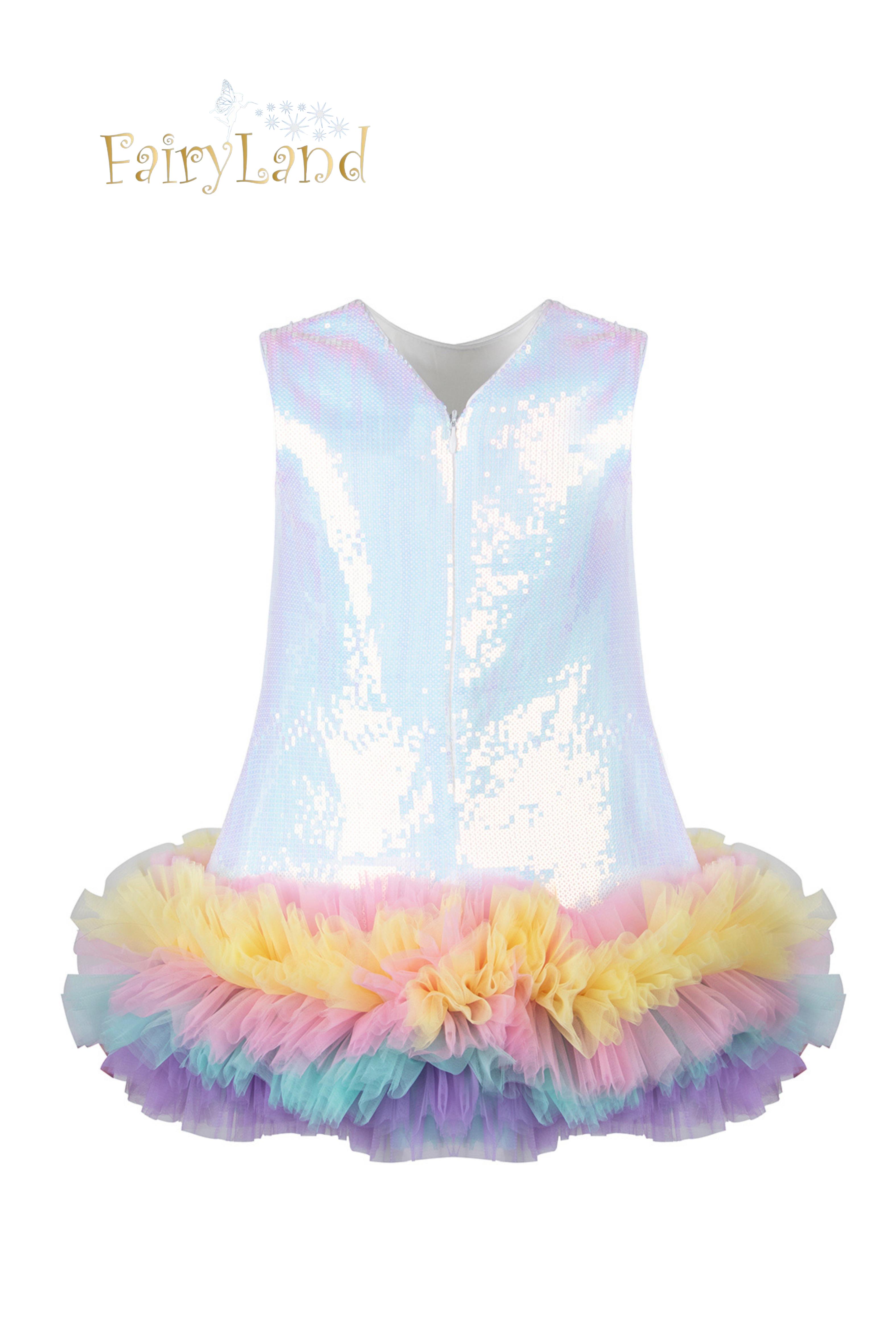 Fairyland Rainbow Pullu Kız Çocuk Elbise