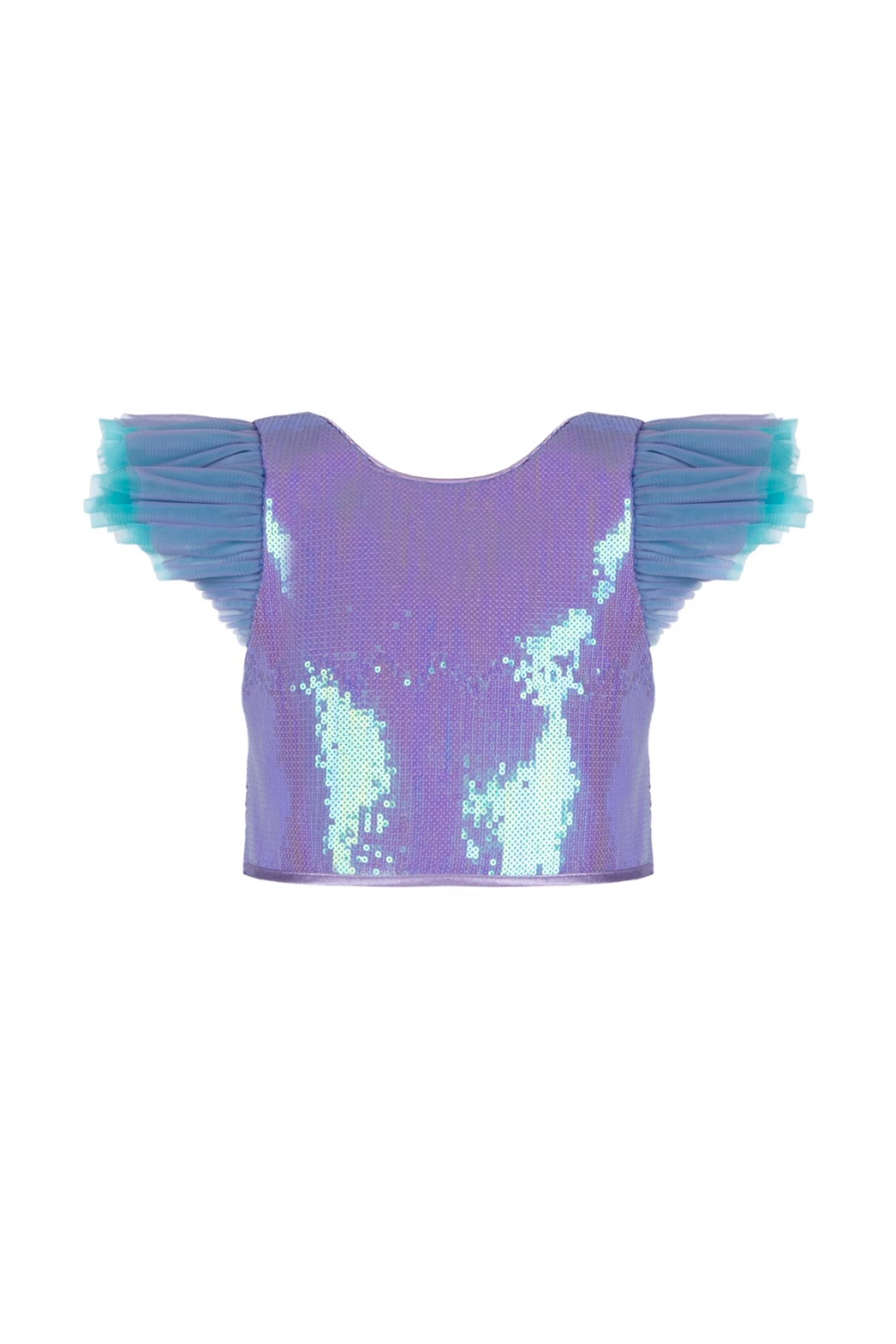 Fairyland Pul Detaylı Lila Crop Üst