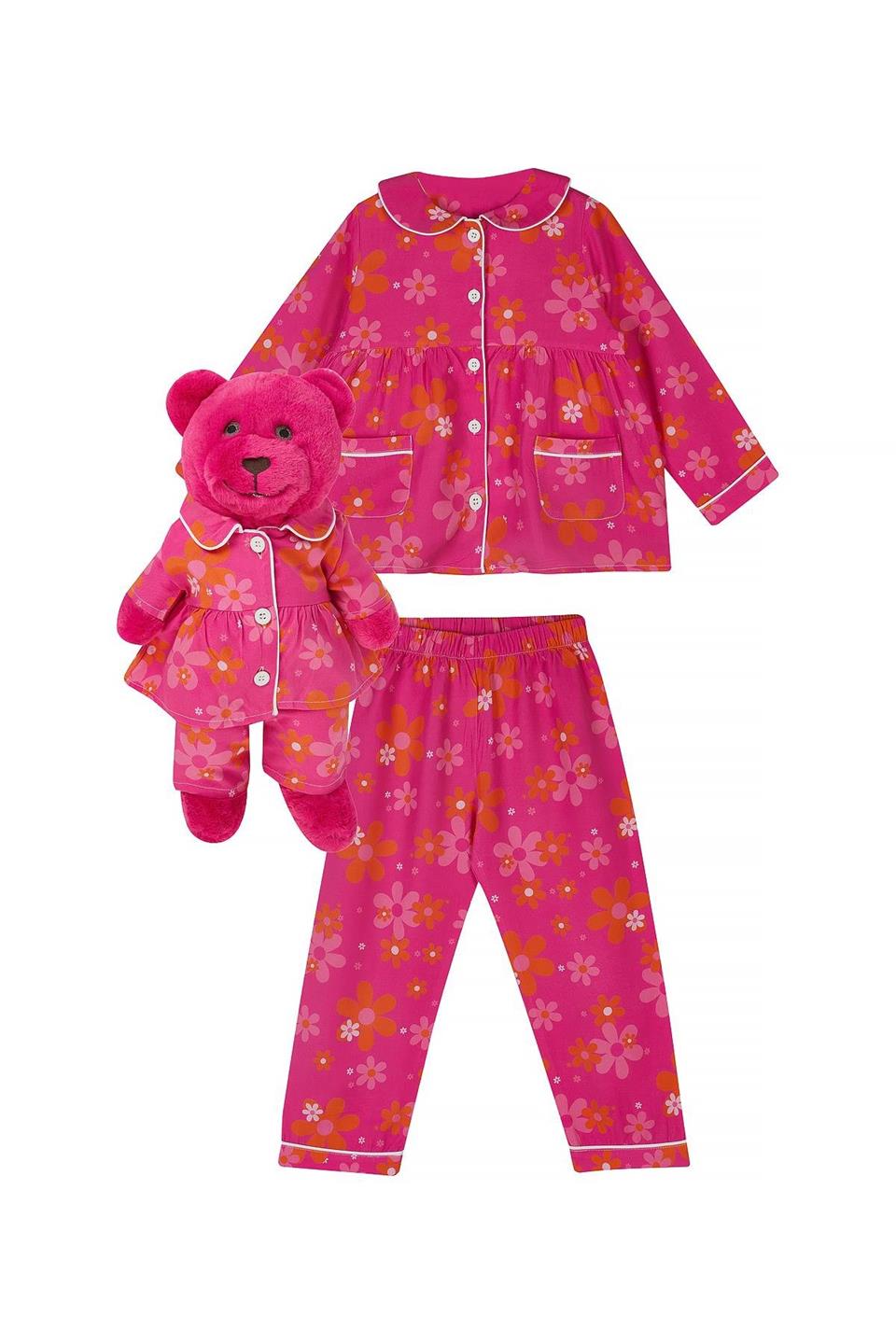 Fuschia Floral Uyku Arkadaşlı Pijama Seti