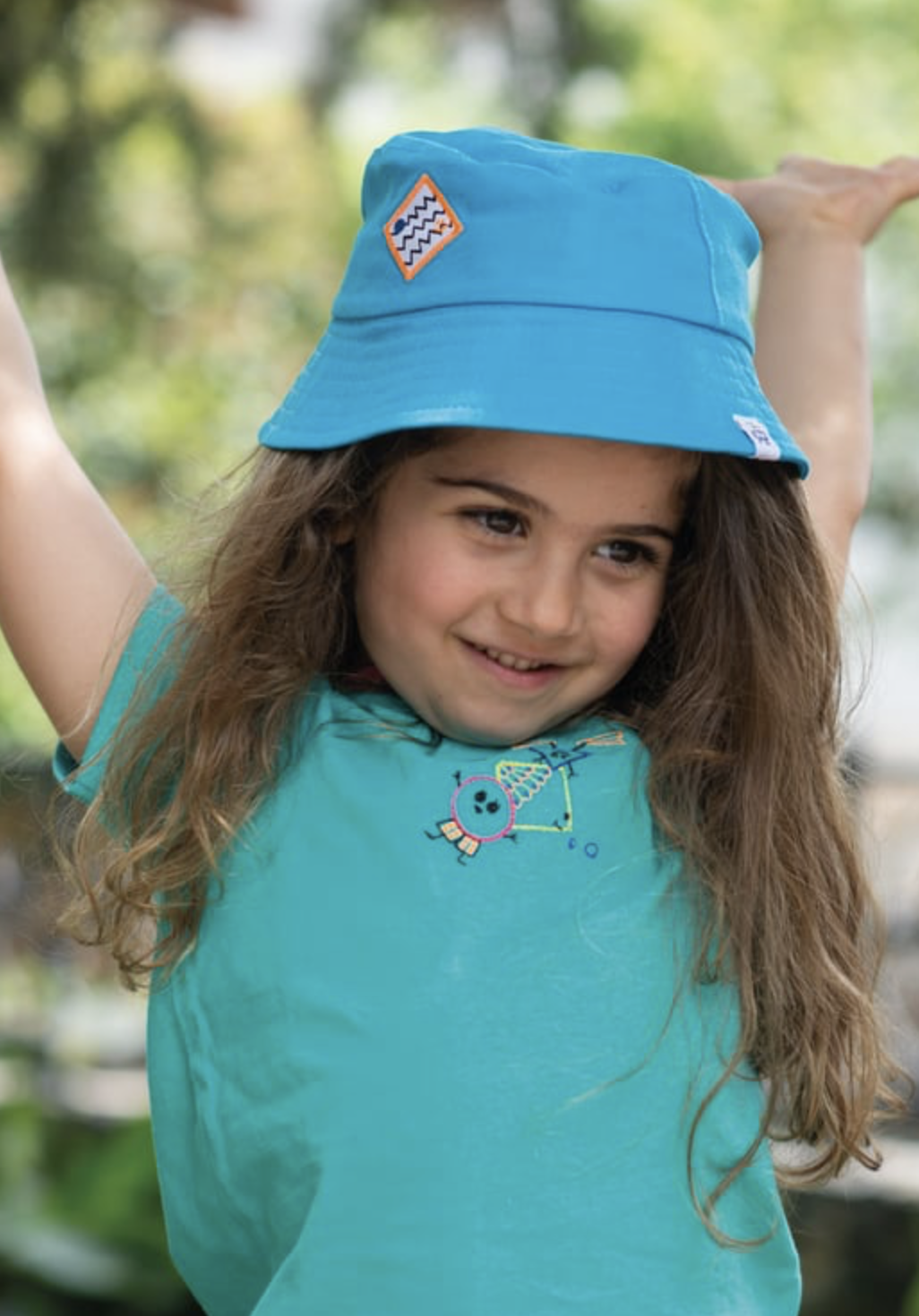 Happy Face Bucket Hat - Blue / 52 Cm