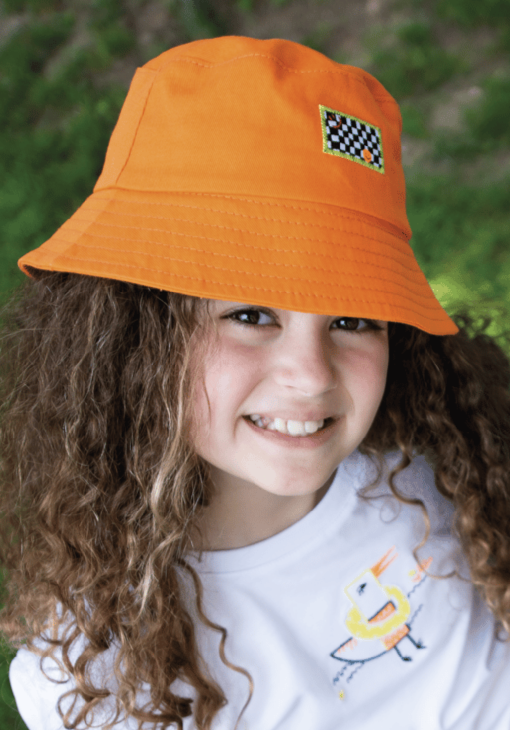 Happy Face Bucket Hat - Orange / 52 Cm