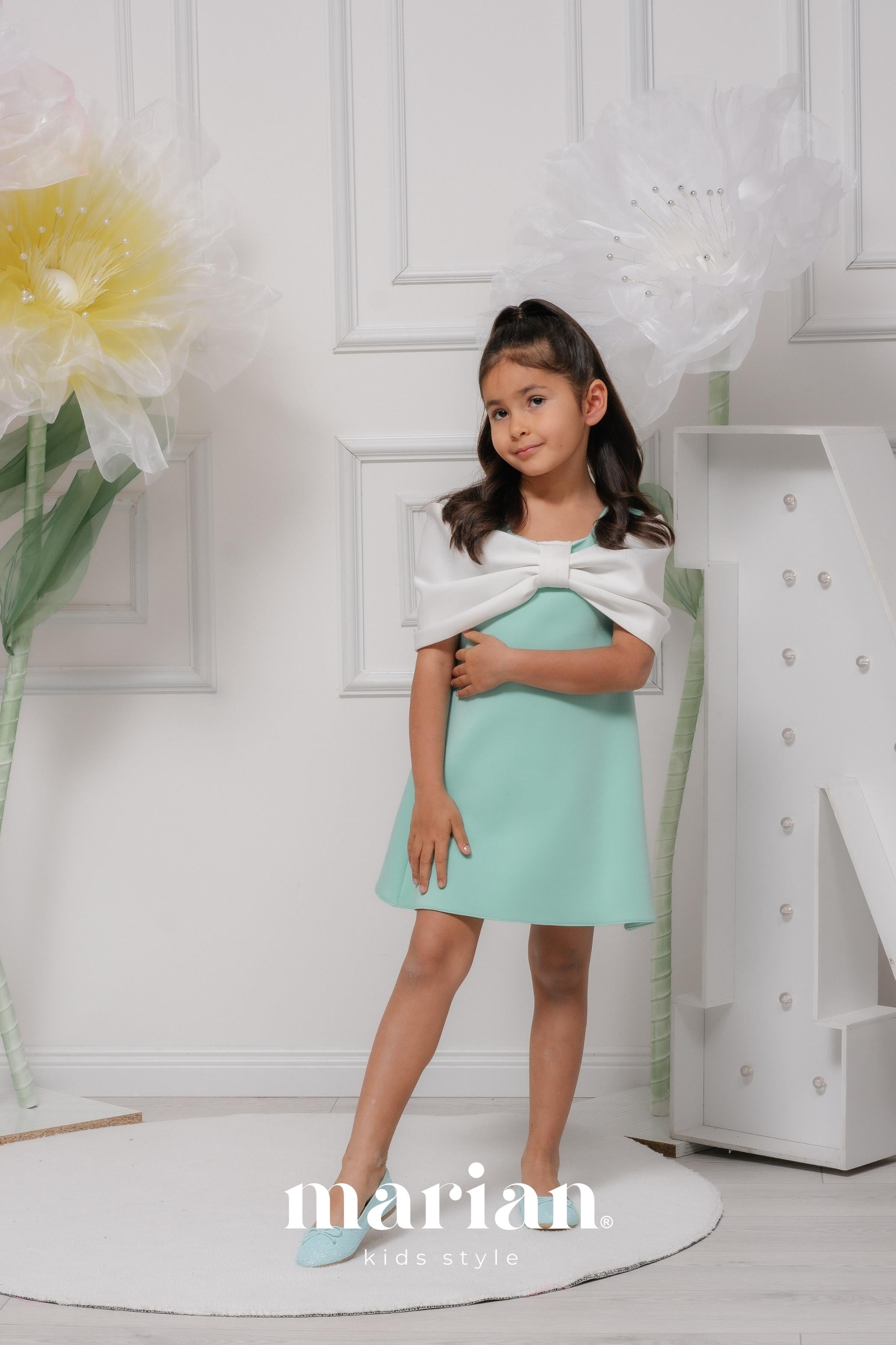 MARİAN Scuba Chic Bow Dress -Mint