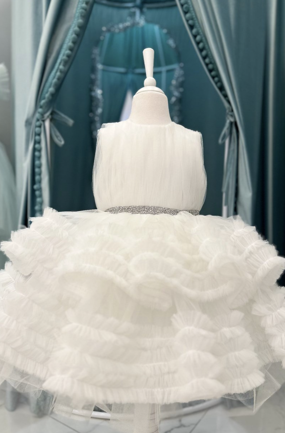 Marian White Mery Tulle Dress