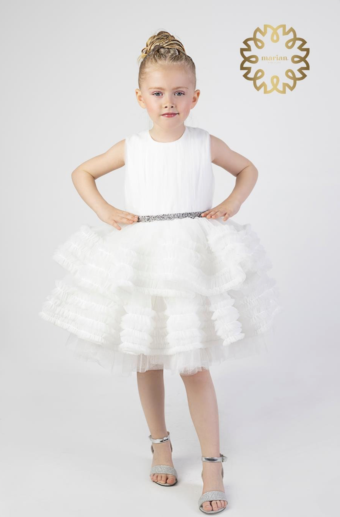 Marian White Mery Tulle Dress