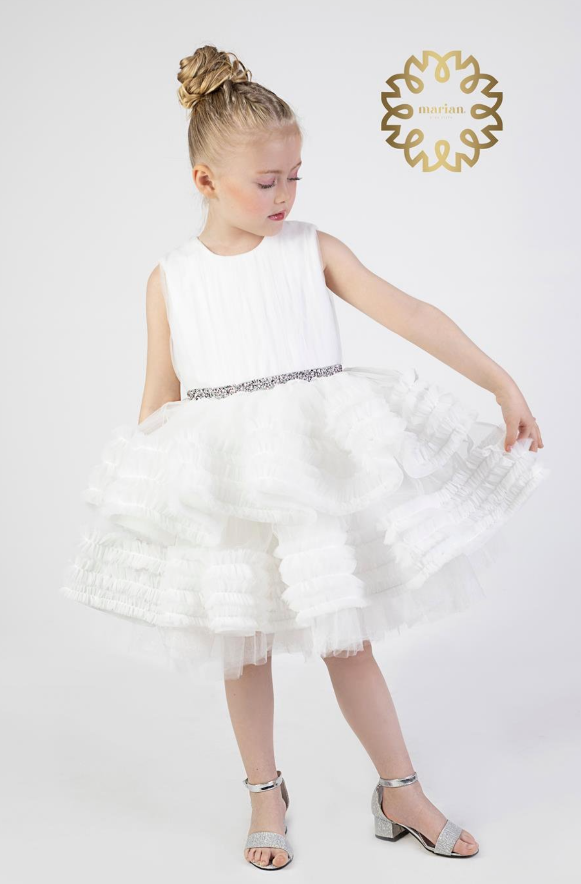 Marian White Mery Tulle Dress