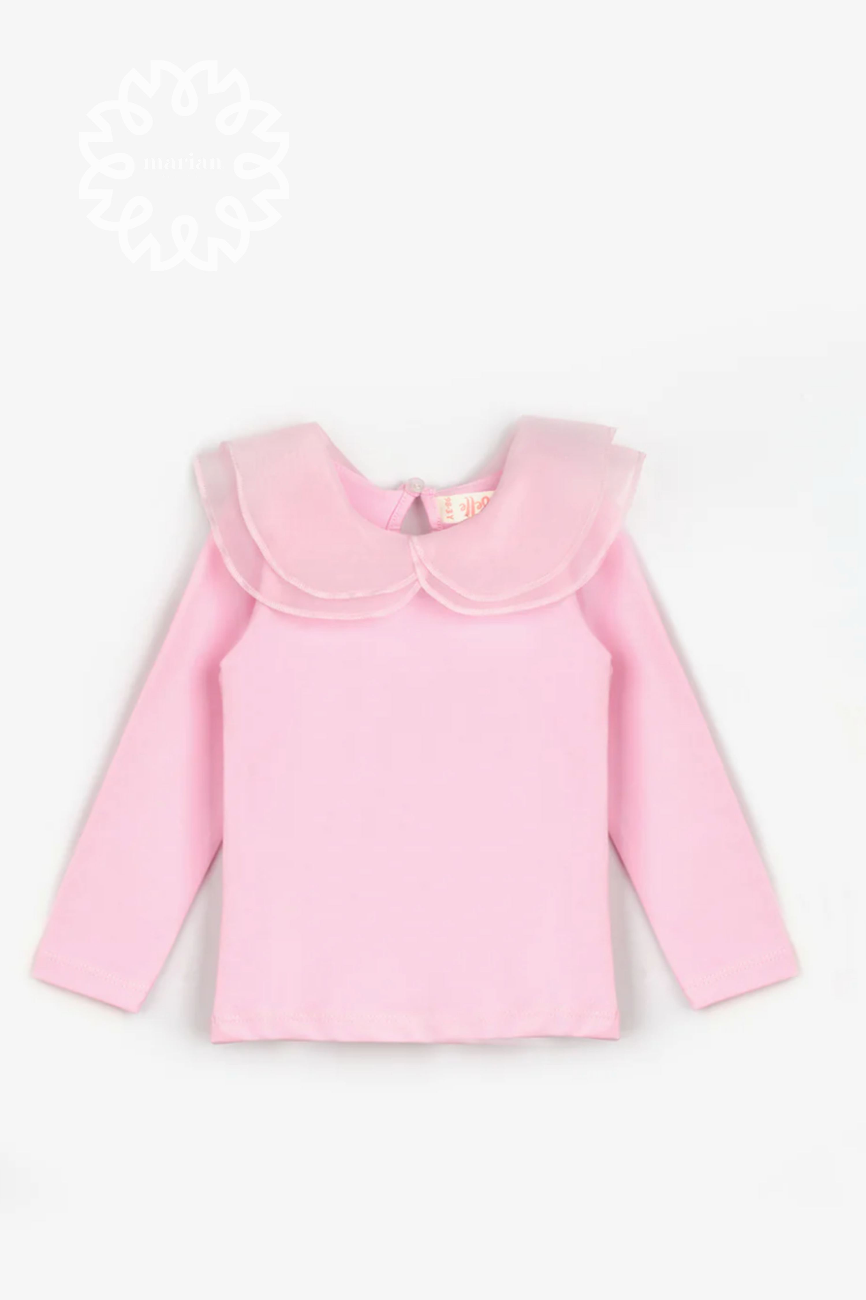 Pembe Organze Yakalı Kız Çocuk Tişört