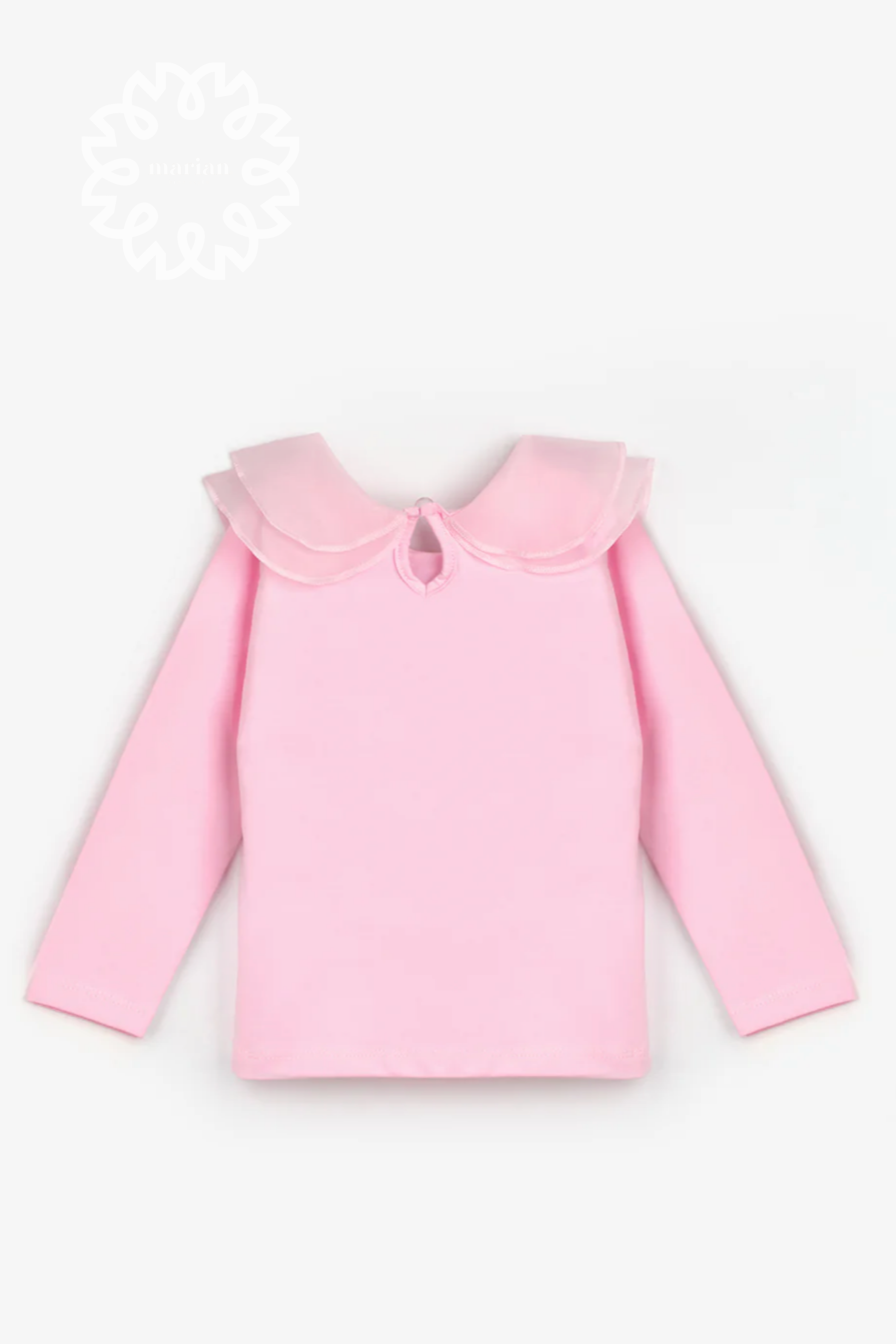 Pembe Organze Yakalı Kız Çocuk Tişört