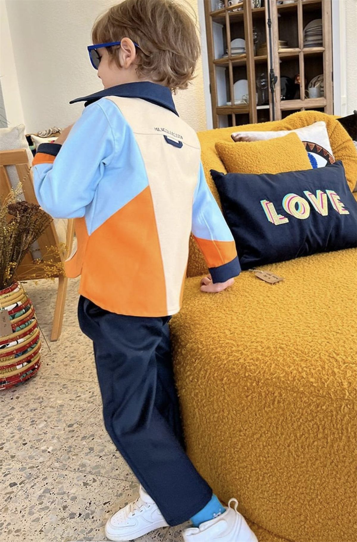 Renkli Bloklu Gabardin Çocuk Gömlek Pantolon Takım