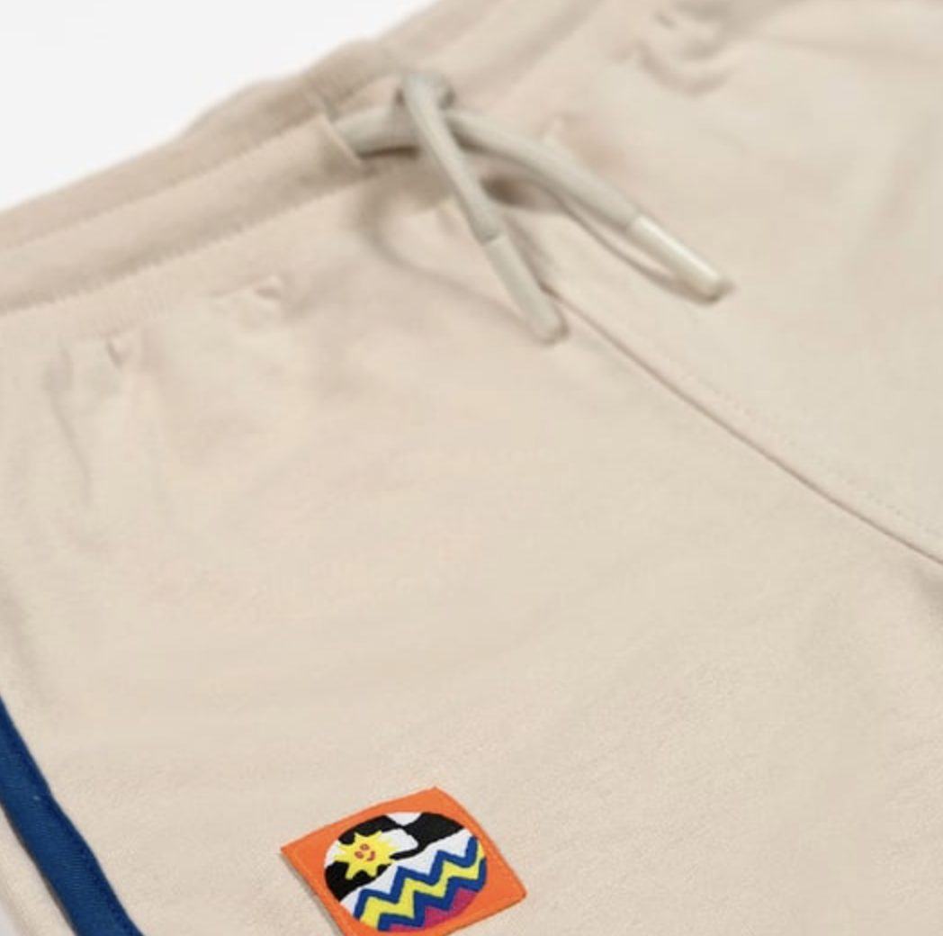 Retro Shorts - Beige with Blue Trim