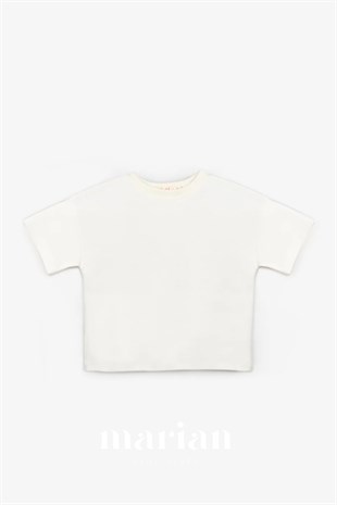Ekru Oversize Çocuk Tişört