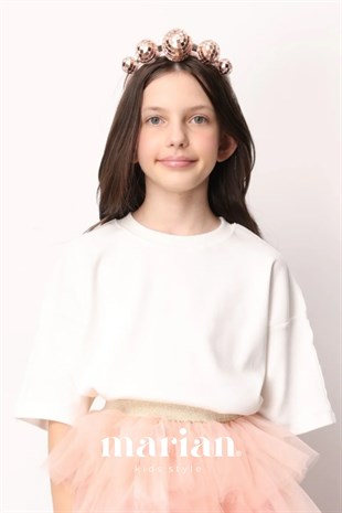 Ekru Oversize Çocuk Tişört