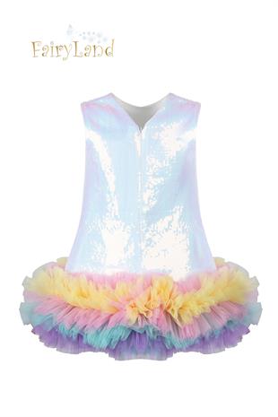 Fairyland Rainbow Pullu Kız Çocuk Elbise