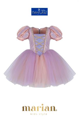 Fairyland Mini Prenses 2 Renkli Kız Çocuk Rapunzel Kostüm Kısa