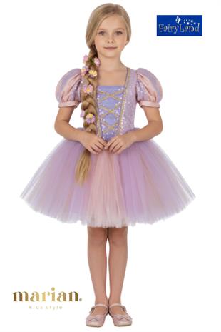 Fairyland Mini Prenses 2 Renkli Kız Çocuk Rapunzel Kostüm Kısa