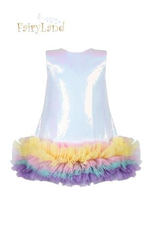 Fairyland Rainbow Pullu Kız Çocuk Elbise