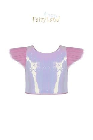 Fairyland Pul Detaylı Pembe Crop Üst