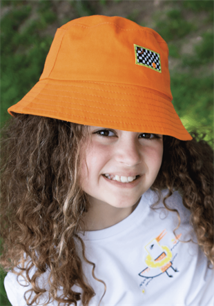 Happy Face Bucket Hat - Orange / 52 Cm
