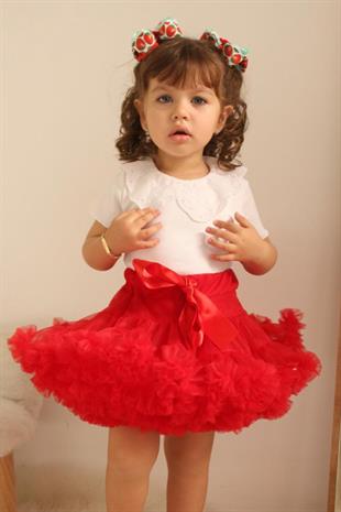 Kırmızı Kız Çocuk Tütü Etek - Bonita