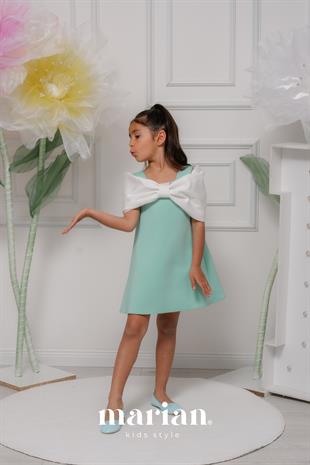 MARİAN Scuba Chic Bow Dress -Mint