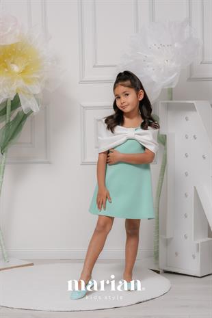 MARİAN Scuba Chic Bow Dress -Mint