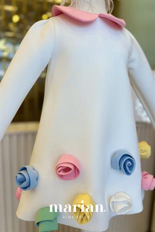 Marian Scuba Rose Dress Long Sleeve