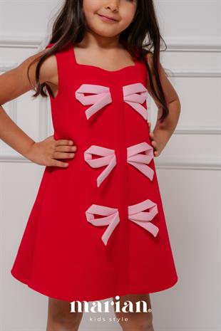 MARİAN Scuba Scarlet Bow Dress