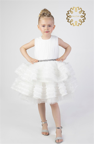 Marian White Mery Tulle Dress