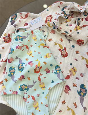 Mermaid Organik bambu müslin panço