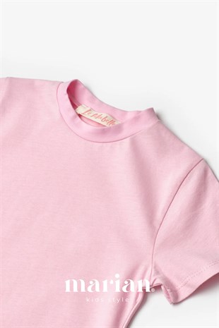 Pembe Penye Basic Çocuk Tişört