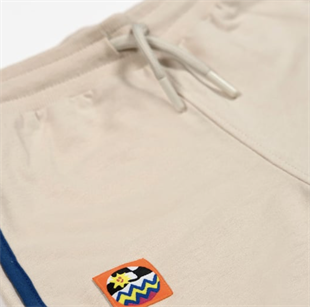 Retro Shorts - Beige with Blue Trim
