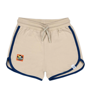 Retro Shorts - Beige with Blue Trim