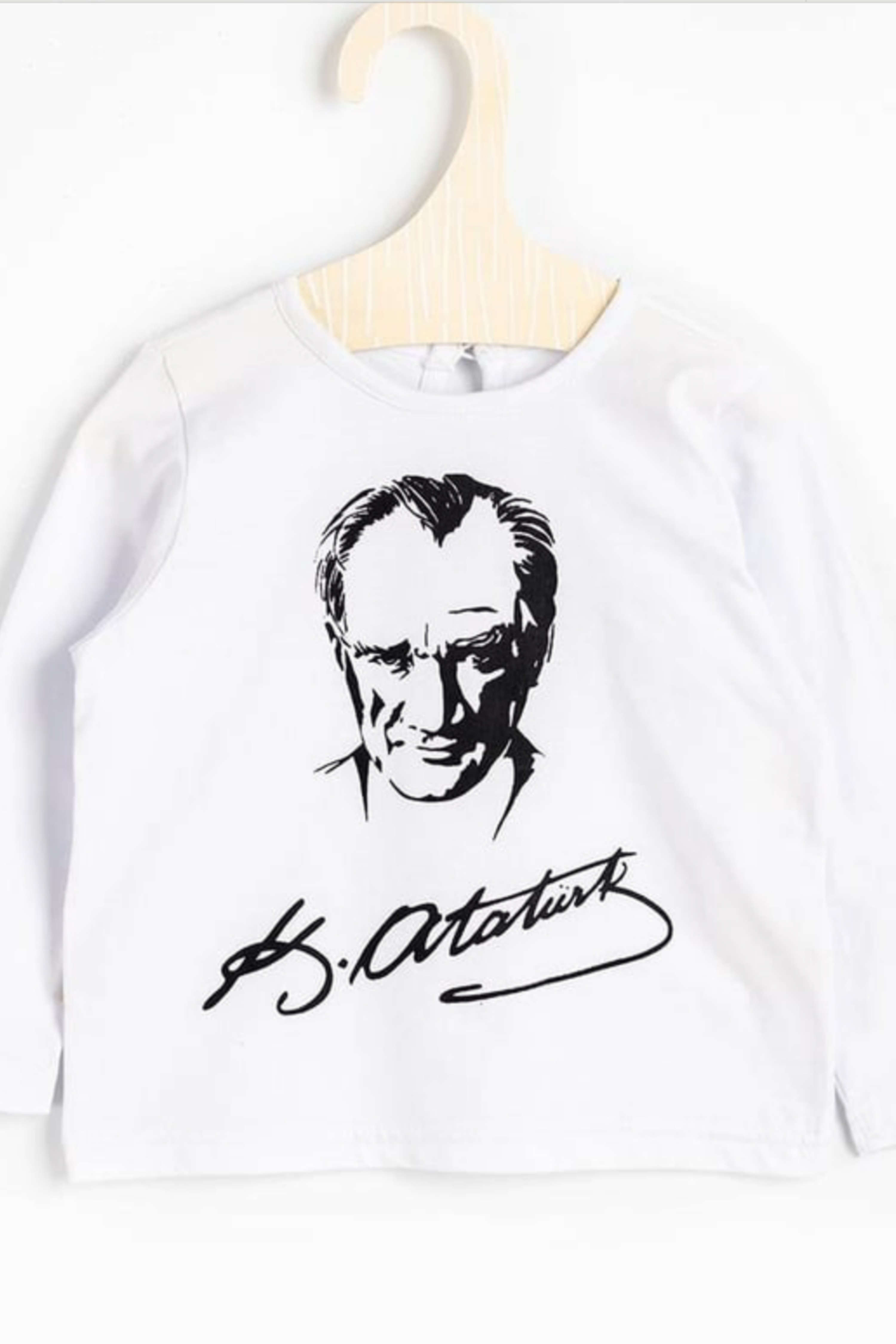 Beyaz Atatürk Baskılı Çocuk Tişört