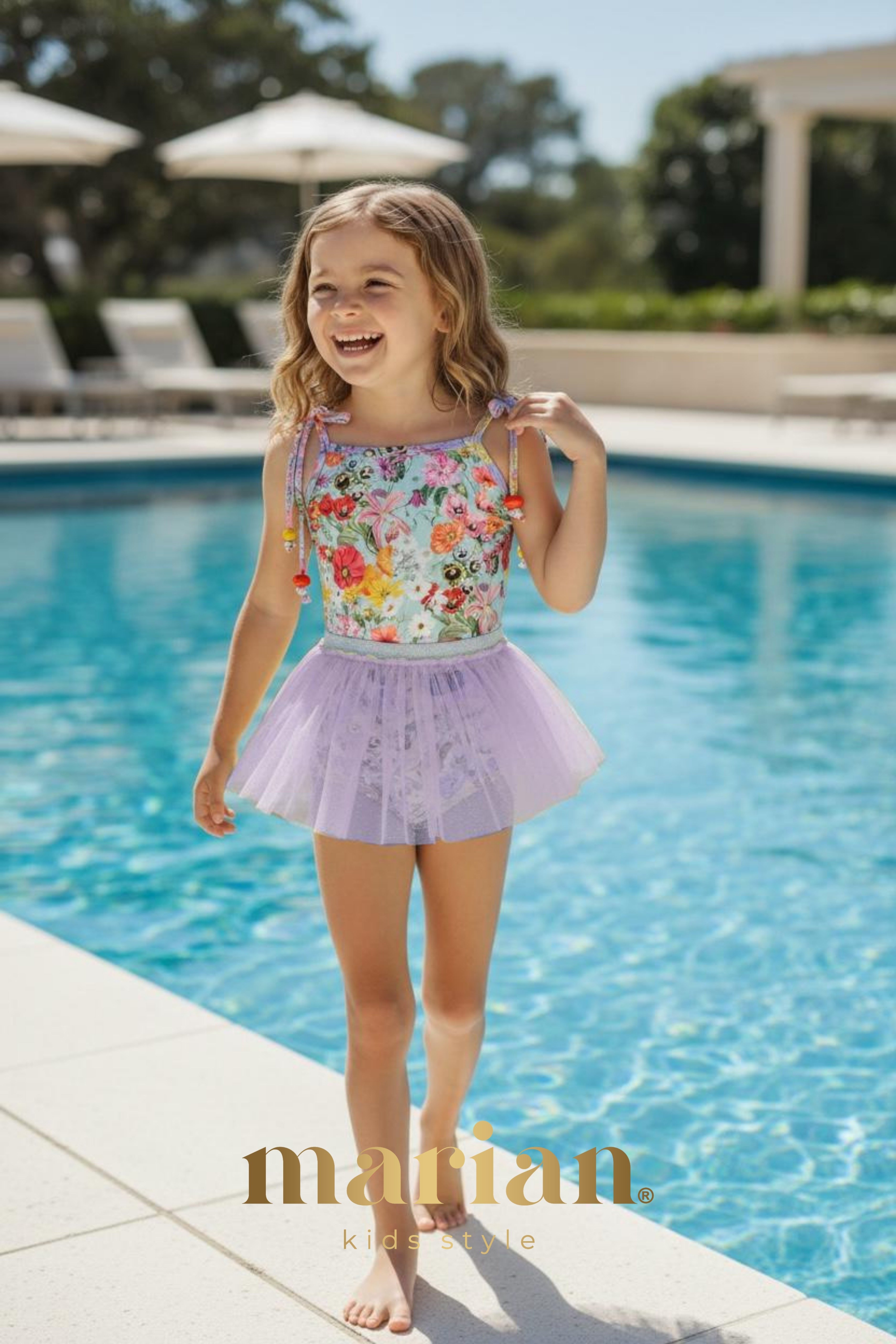 Kız Çocuk Skirt Flower Mayo