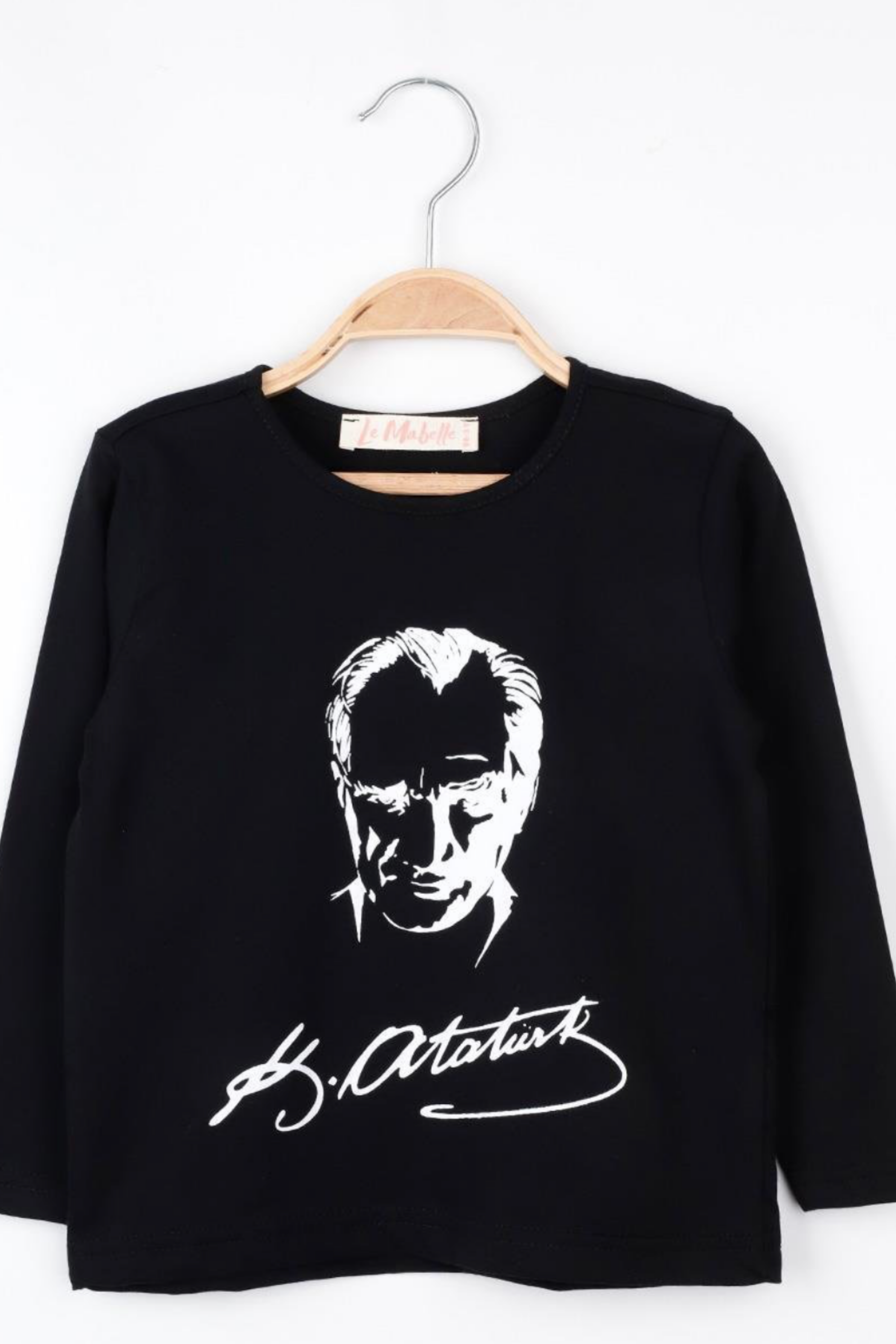 Siyah Atatürk Baskılı Çocuk Tişört