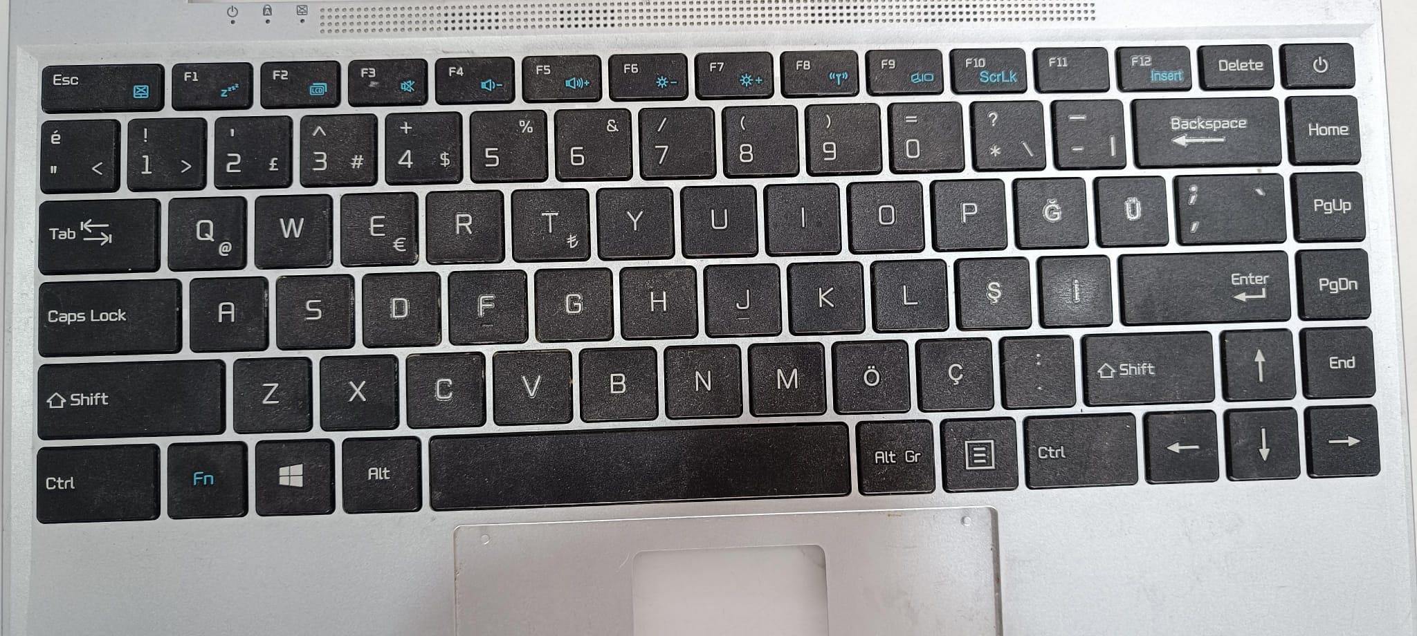 NIRVANA NB C350 SILVER KLAVYE VE ÜST KASASI 181205-B1419 NOT : TOUCHPAD YOK  STOK:Z95