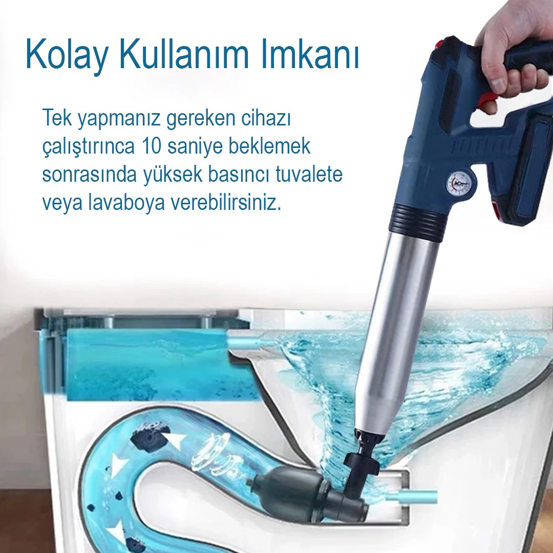 ELEKTROMER EL-26077 ŞARJLI YÜKSEK BASINÇLI TUVALET PİSTONU POMPASI
