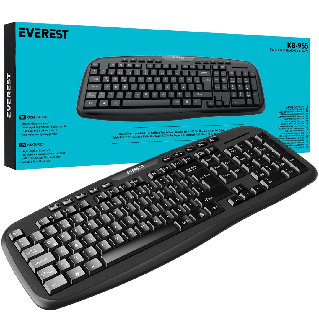 EVEREST KB-955 SİYAH USB MULTİMEDİA Q STANDART KLAVYE