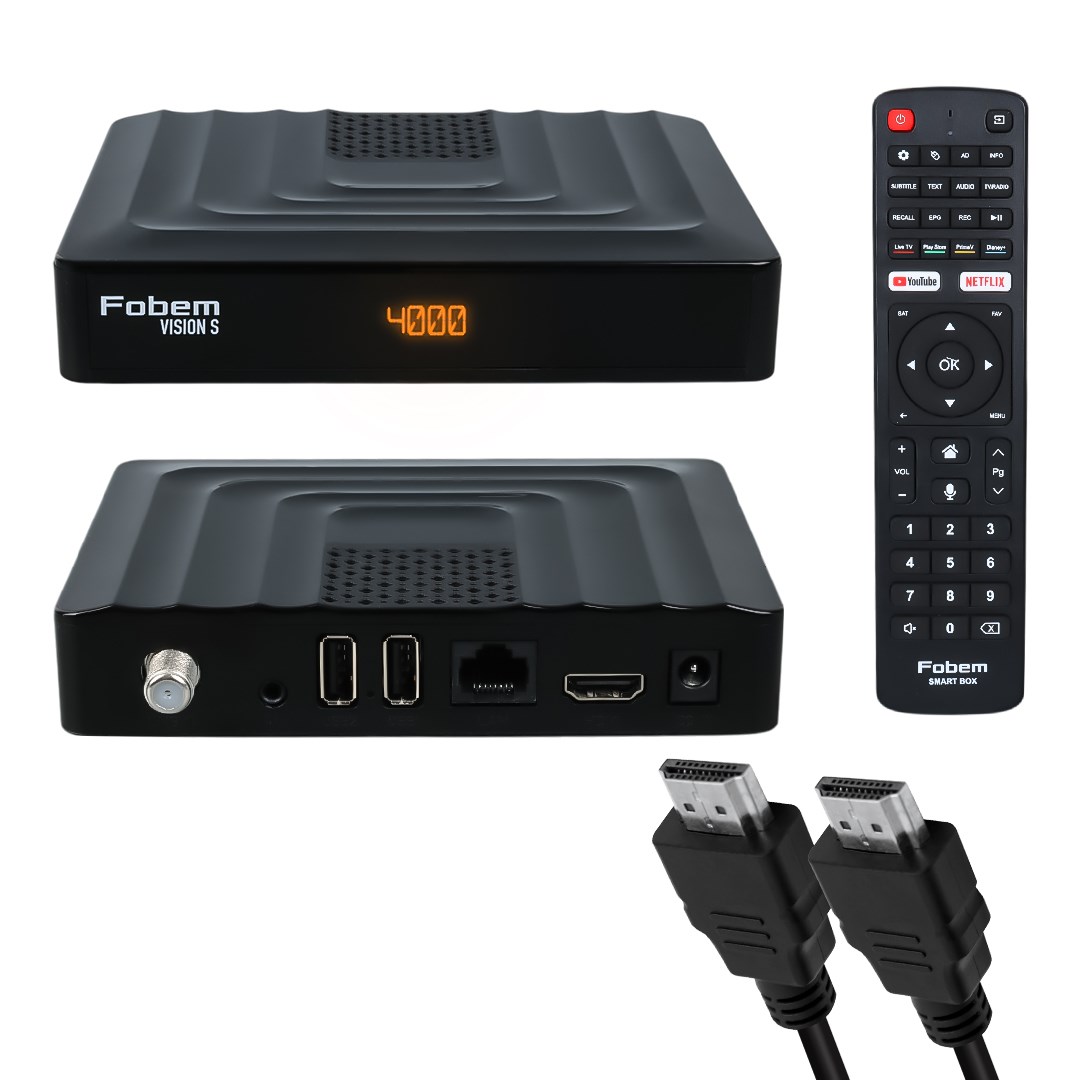 FOBEM VISION S HİBRİT 4GB RAM 32GB HDD 1.5GHZ SES KOMUTLU UYDU ALICILI ANDROID 14 TV BOX (TUNERLİ)