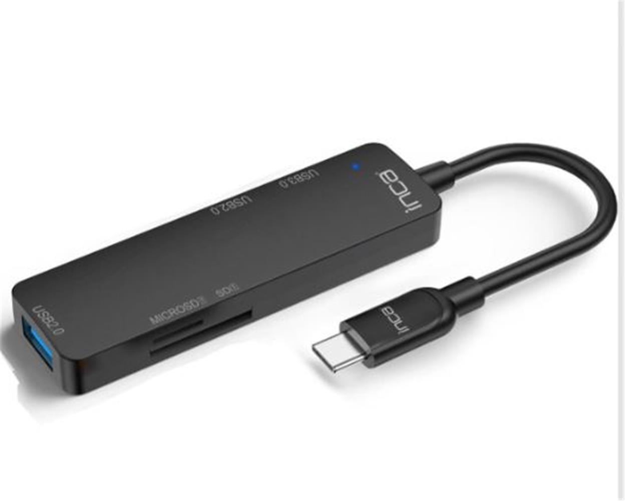 Inca ITPC-5T  Type-C Giriş 2XUSB Sd-Micro Sd2.0 Çoklayıcı USB 3.0 Çoklayıcı Çevirici Mavi Led
