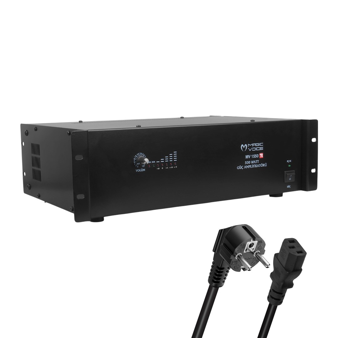 MAGICVOICE MV-1550 500 WATT 4-8 OHM 100 V 19 RACK HAT TRAFOLU POWER ANFİ