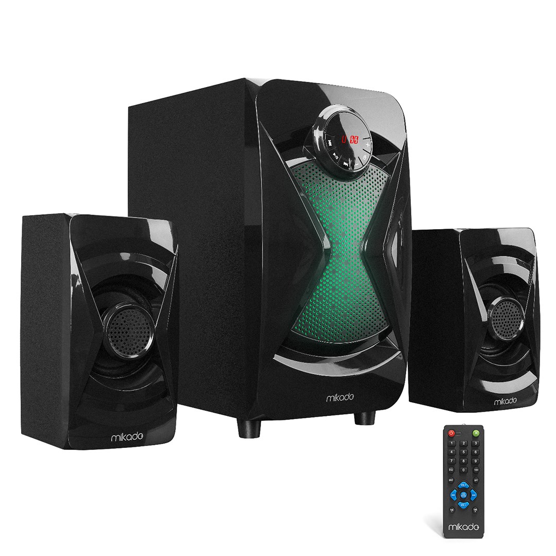MIKADO MD-370BT 2+1 38 WATT SİYAH BT/AUX/USB/FM/LED IŞIKLI 2+1 SPEAKER EV SİNEMA SİSTEMİ