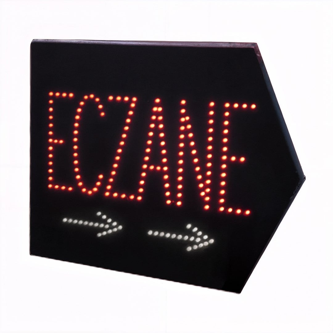 POWERMASTER PM-28338 ECZANE SMD LED TABELASI SAĞ OK YÖNLÜ KIRMIZI-BEYAZ SUYA DAYANIKLI 345X465MM