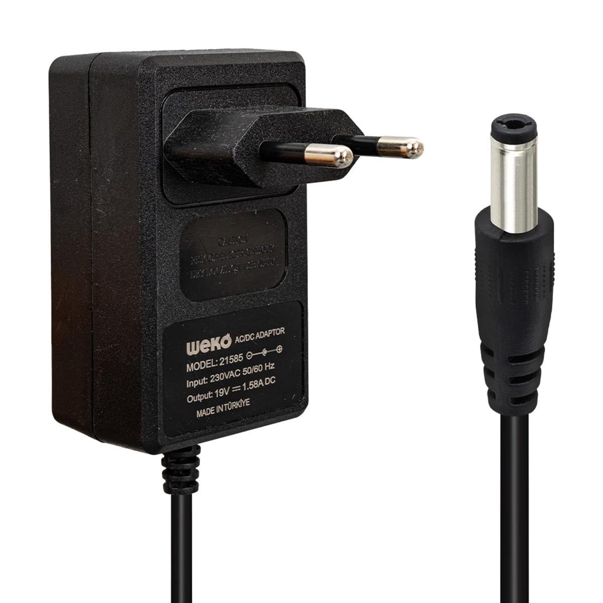 WEKO 19 VOLT - 1.58 AMPER 5.5*1.7 UÇLU YERLİ ÜRETİM PRİZ TİPİ NOTEBOOK ADAPTÖR