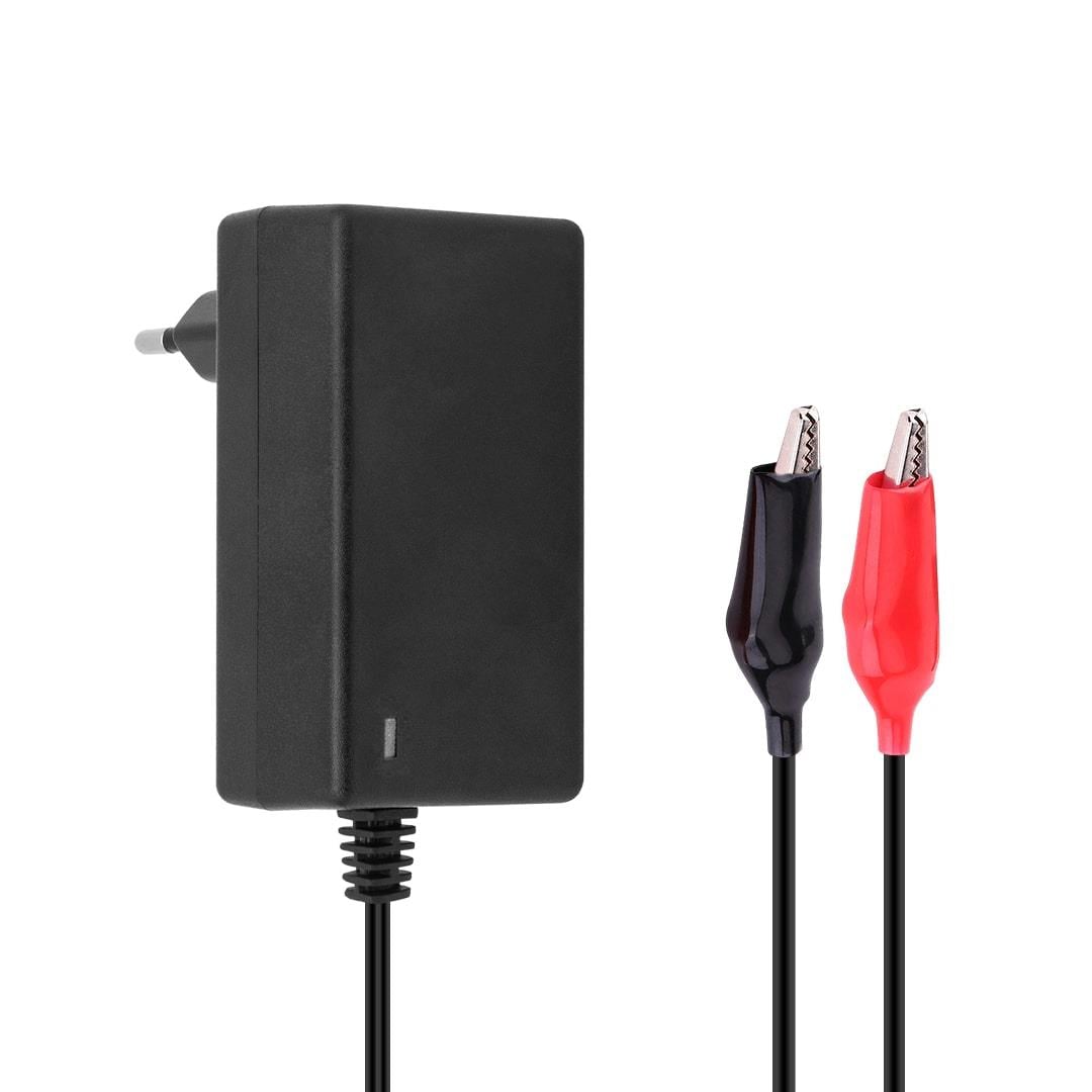 WEKO 8.4 VOLT - 1 AMPER KROKODİL UÇLU PRİZ TİP KIRMIZI YEŞİL LEDLİ YERLİ ÜRETİM AKÜ ŞARJ ADAPTÖRÜ (OUT:61A)