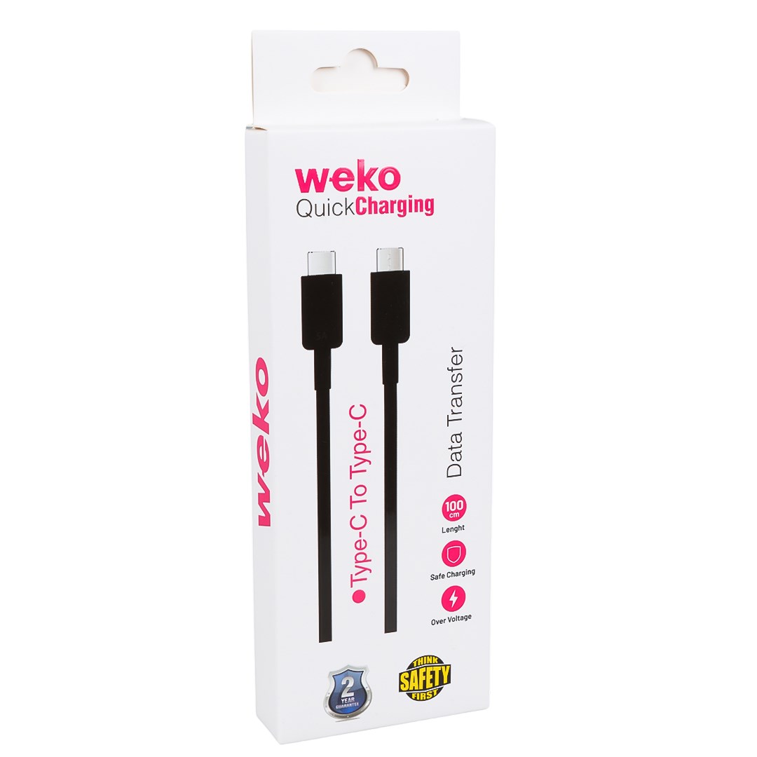WEKO WK-26526 TYPE-C TO TYPE-C 1 METRE 5A SİYAH ŞARJ KABLOSU