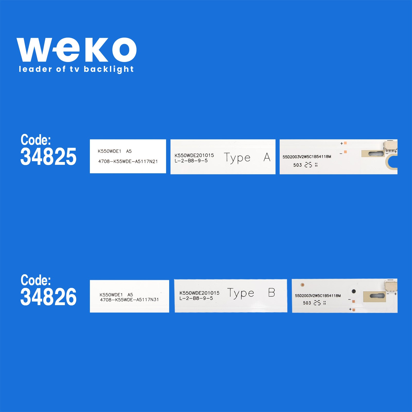 WKSET-6851 K55WDE1 A5 A5117N31 3V 54 CM 5LEDLİ ( 6+2) 8 ADET LED BAR