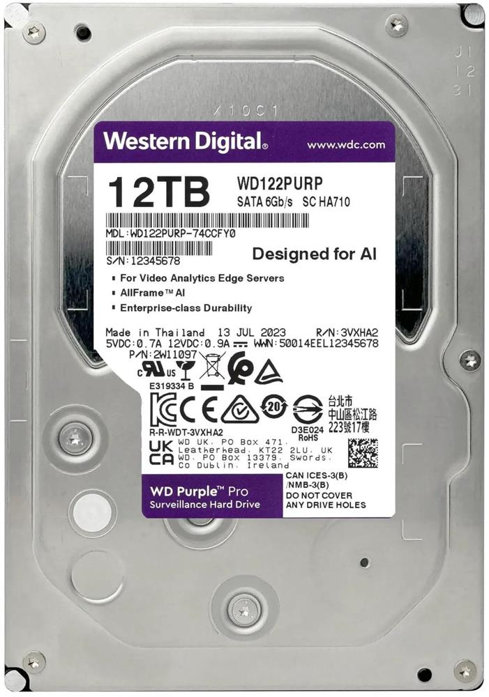 Wd 12Tb Purple Pro WD122PURP 7200 RPM 512MB Cache SATA 6.0Gb-s 3.5