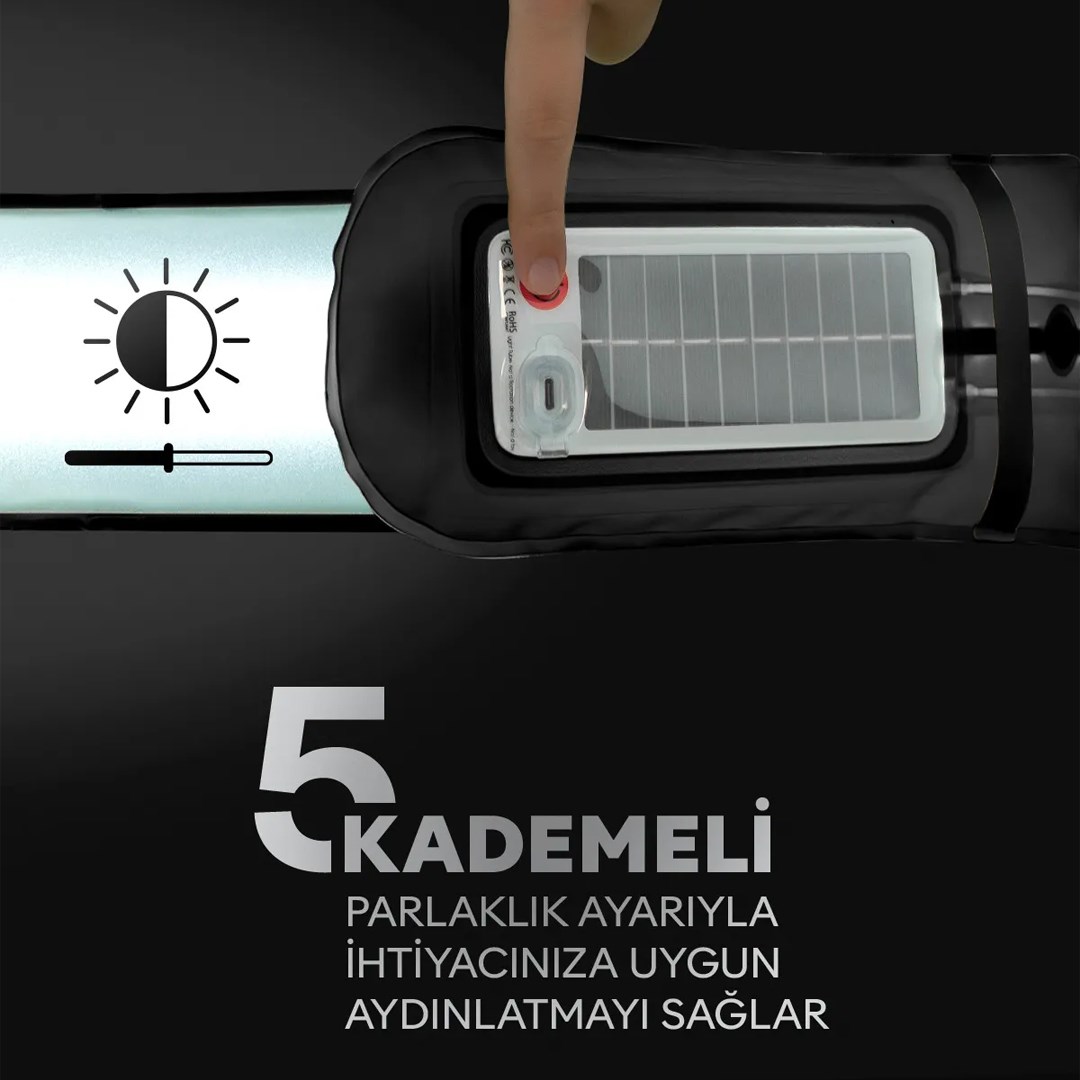 ZMR ZMR-385 KATLANIR ŞİŞİRİLEBİLİR BEYAZ LEDLİ AYDINLATMA TÜPÜ USB VE GÜNEŞ ENERJİSİ ŞARJ EDİLEBİLEN ARMATÜR